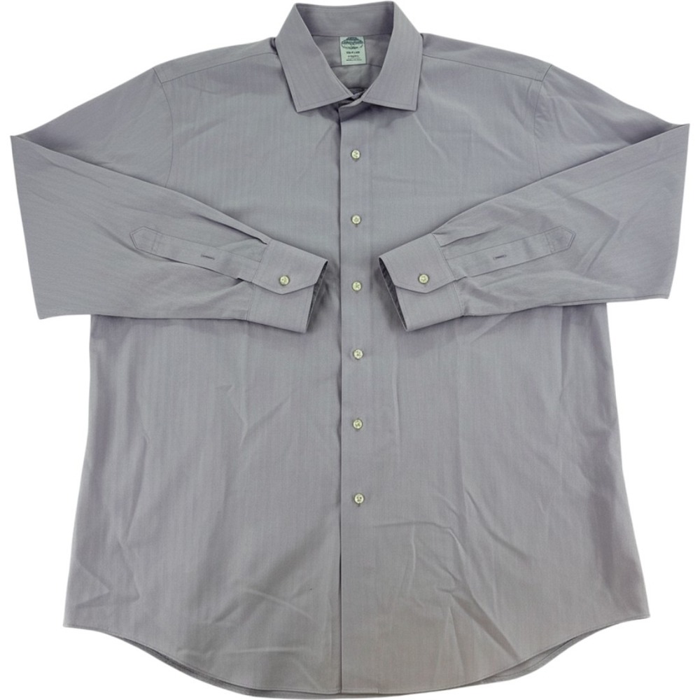 Brooks Brothers Mens Shirt 17.5 34/35 Purple 1818 Non-Iron Cotton